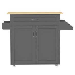 Pastano Kchenmbel auf Rollen 2 Tren, 1 Schublade anthrazit grau, Eiche dekor.