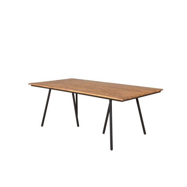 Chan Esstisch Teakoptik gelt, schwarz.