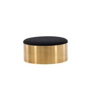 Pouf pouf, poggiapiedi 75cm velluto nero, ottone.