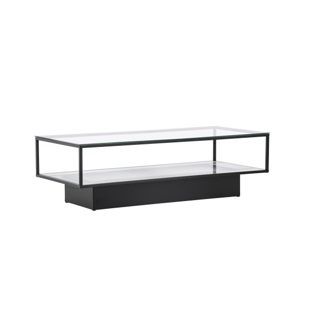 Maglehem Couchtisch mit Ablage 60x130 cm Glas.
