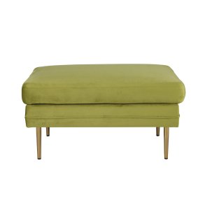Pouf Boom, poggiapiedi in velluto e ottone, verde.