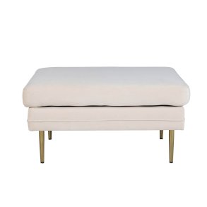 Pouf Boom, poggiapiedi in velluto ottone, bianco.
