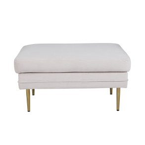 Pouf Boom, poggiapiedi in velluto beige, ottone.