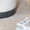 Benji Pouf, Hocker 35cm Teddystoff schwarz, wei.