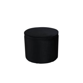 Pouf Dunken, poggiapiedi con contenitore 51cm velluto nero.