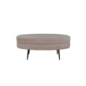 Pouf Otto, poggiapiedi in tessuto teddy beige, nero.