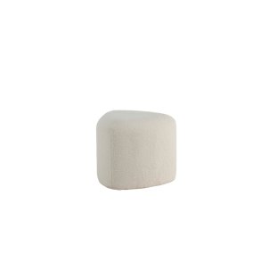 Pouf Peg, poggiapiedi 46cm tessuto teddy bianco.