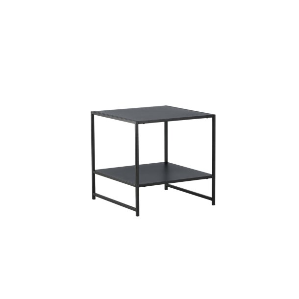 Staal  hjrnebord med hylde 51x51 cm sort.