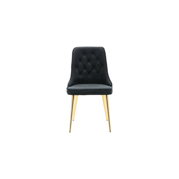 VelvetDeluxe spisestuestol velour sort, messing dekor.