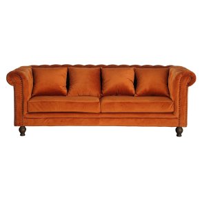 Velvet sofa 3-osobowa rdzawo-pomarańczowy.