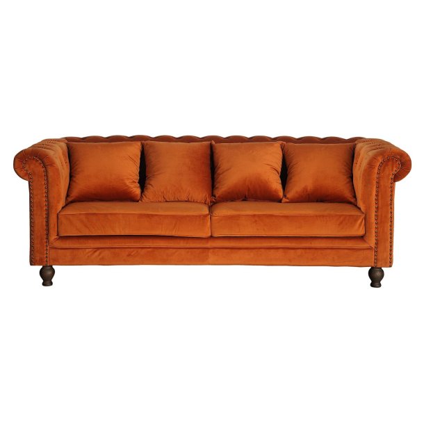 Velvet sofa 3-osobowa rdzawo-pomarańczowy.