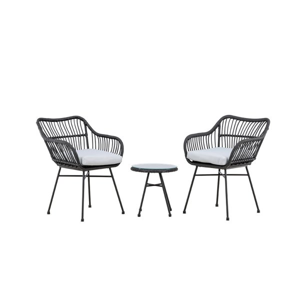Viga loungest 2 stole, 1 sidebord lille sort.