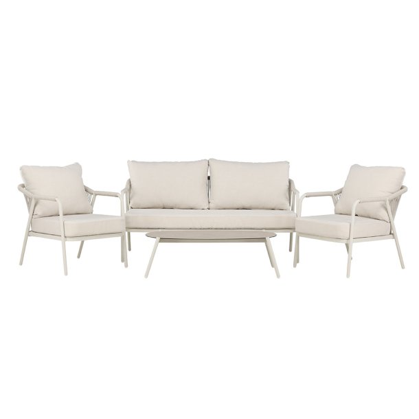 Sicily zestaw wypoczynkowy 1 sofa, 2 fotele, 1 stolik kawowy beżowy.