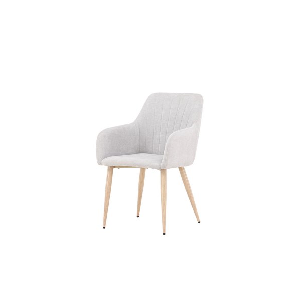 Comfort spisestuestol med armln lysegr.