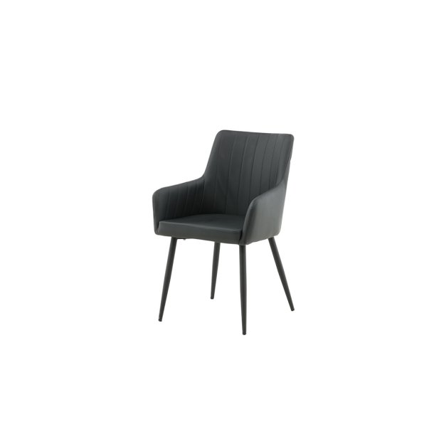 Comfort spisestuestol med armln PU kunstlder sort.
