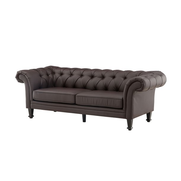 tran sofa 3 personers PU kunstlder brun.