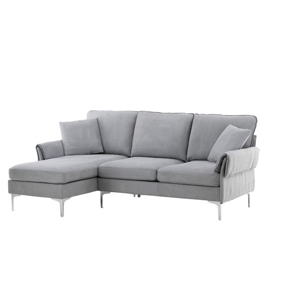 Toulouse sofa sofa z szezlongiem lewostronna szara.