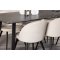 Malaga Essgruppe Esstisch 90x200cm dunkel grau und 6 Skagen Stuhl velour beige.