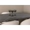 Malaga Essgruppe Esstisch 90x200cm dunkel grau und 6 Skagen Stuhl velour beige.