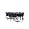 Malaga Essgruppe Esstisch 90x200cm dunkel grau und 6 Skagen Stuhl velour schwarz.