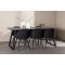Malaga Essgruppe Esstisch 90x200cm dunkel grau und 6 Skagen Stuhl velour schwarz.
