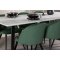 Malaga spisebordsst spisebord 90x200cm hvid og 6 Skagen stole velour grn.