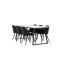Malaga spisebordsst spisebord 90x200cm hvid og 6 Skagen stole velour sort.