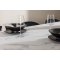 Malaga spisebordsst spisebord 90x200cm hvid og 6 Skagen stole velour sort.