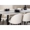 Malaga Essgruppe Esstisch 90x200cm wei und 6 Skagen Stuhl samt beige.
