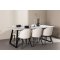 Malaga Essgruppe Esstisch 90x200cm wei und 6 Skagen Stuhl samt beige.