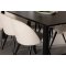 Oslo spisebordsst spisebord 100x220cm sort og 6 Skagen stole velour beige.