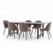 Oslo ensemble pour salle � manger table � manger 100x220 cm noir et 6 chaises Skagen boucl� marron.
