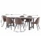 Oslo ensemble pour salle � manger table � manger 100x220 cm noir et 6 chaises Skagen boucl� marron.