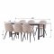Oslo ensemble pour salle � manger table � manger 100x220 cm noir et 6 chaises Skagen boucl� beige.