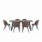 Malaga ensemble pour salle � manger table � manger 90x200 cm gris fonc� et 6 chaises Skagen boucl� marron.