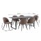 Malaga ensemble pour salle � manger table � manger 90x200 cm gris fonc� et 6 chaises Skagen boucl� marron.