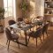 Malaga ensemble pour salle � manger table � manger 90x200 cm gris fonc� et 6 chaises Skagen boucl� marron.