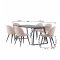 Malaga ensemble pour salle � manger table � manger 90x200 cm gris fonc� et 6 chaises Skagen boucl� beige.
