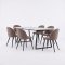 Malaga ensemble pour salle � manger table � manger 90x200 cm blanc et 6 chaises Skagen boucl� marron.