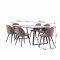 Malaga ensemble pour salle � manger table � manger 90x200 cm blanc et 6 chaises Skagen boucl� marron.