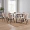 Malaga ensemble pour salle � manger table � manger 90x200 cm blanc et 6 chaises Skagen boucl� beige.