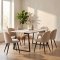 Malaga ensemble pour salle � manger table � manger 90x200 cm blanc et 6 chaises Skagen boucl� beige.