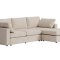 Lux sofa z szezlongiem prawostronna lub lewostronna, w komplecie 2 poduszki, beżowa.