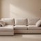 Lux sofa z szezlongiem prawostronna lub lewostronna, w komplecie 2 poduszki, beżowa.