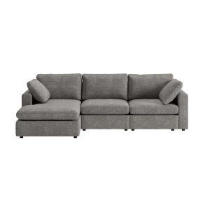 Lux sofa z szezlongiem prawostronna lub lewostronna, w komplecie 2 poduszki, szara.