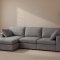 Lux sofa z szezlongiem prawostronna lub lewostronna, w komplecie 2 poduszki, szara.