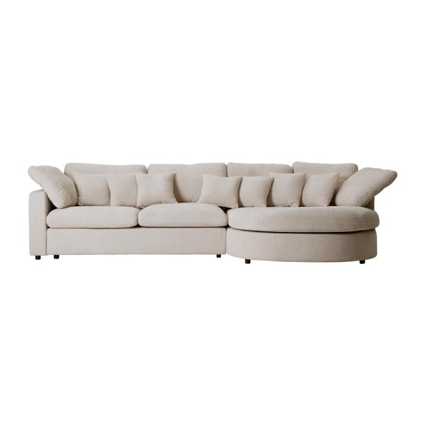 Mandal Chaiselongsofa rechtsseitig inkl. 7 Kissen Boucl� beige.