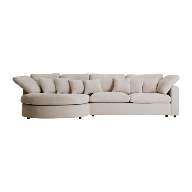 Mandal Chaiselongsofa linksseitig inkl. 7 Kissen Boucl� beige.