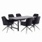 Oslo Essgruppe Tisch 100x220cm schwarz und 6 Moon St�hle Velours schwarz.