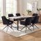 Oslo Essgruppe Tisch 100x220cm schwarz und 6 Moon St�hle Velours schwarz.
